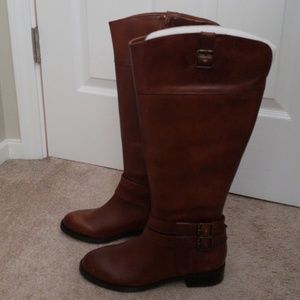 Cognac wide calf boots
